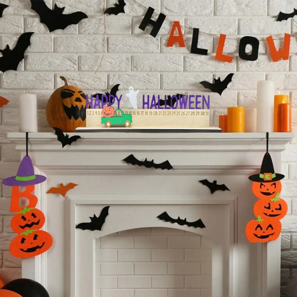 Halloween Wooden Calendar Spooky Advent Countdown Movable Number Qme 02 China Mainland