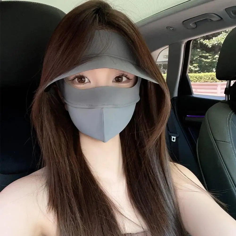 Full-face Integrated Sun Protection Face Cover Hat Mask Anti UV Full Qme