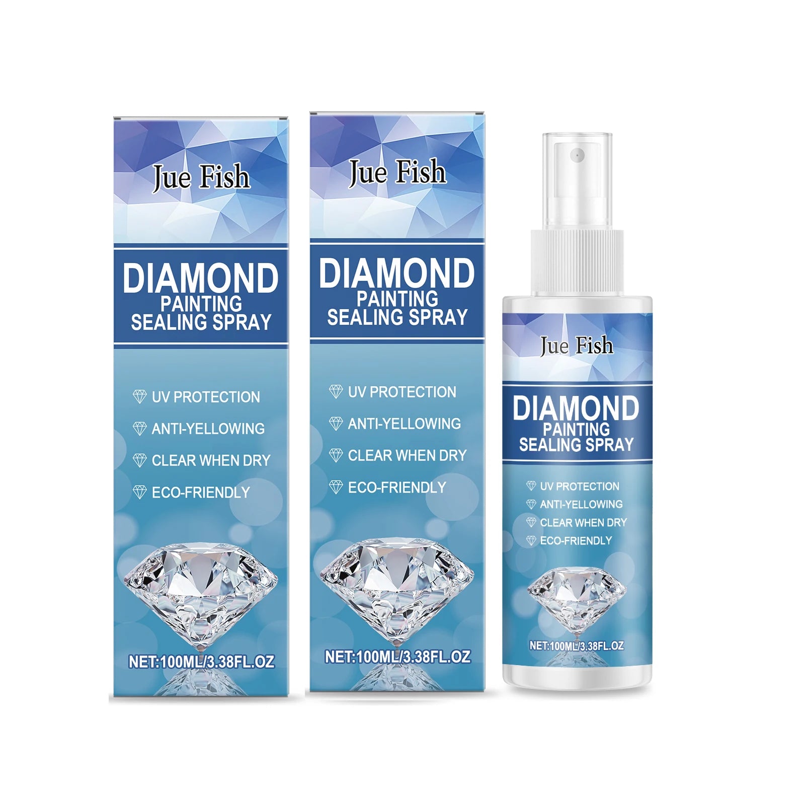 Diamond Paintings Sealing Spray Enhancing Diamond Shine Effect UV Protection Eco-Friendly Anti-Yellowing Spray Permanent Sealer Qme 2 x 100ML Boxed