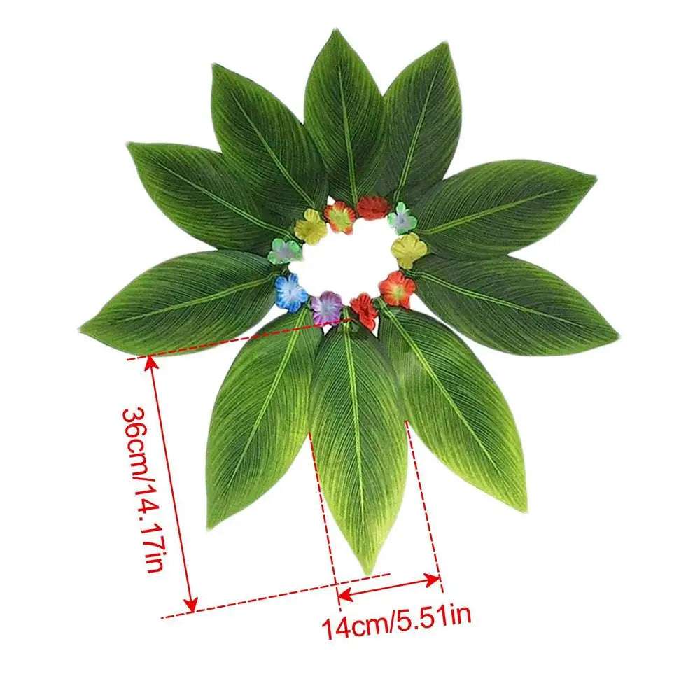 Leaves Skirt Hawaiian Green Grass Skirt Kids Dress Up for Party Girls Photo Autumn Cosplay Teens Stage Performance Halloween Qme A