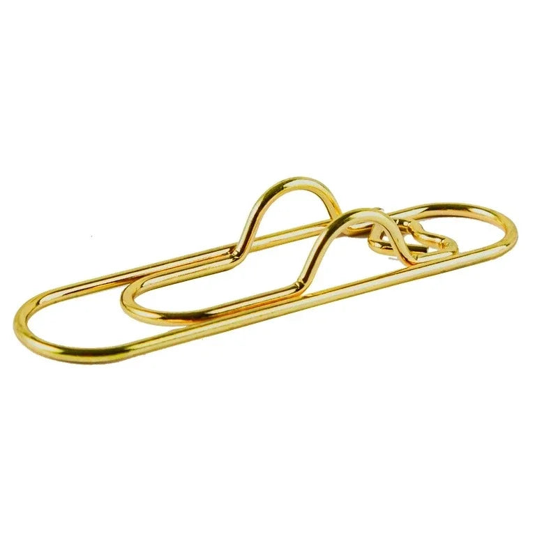 4 multifunctional pen clip pen hanging love paper clip pen button notebook accessories fixed seat pen clip Qme GOLD 4pcs