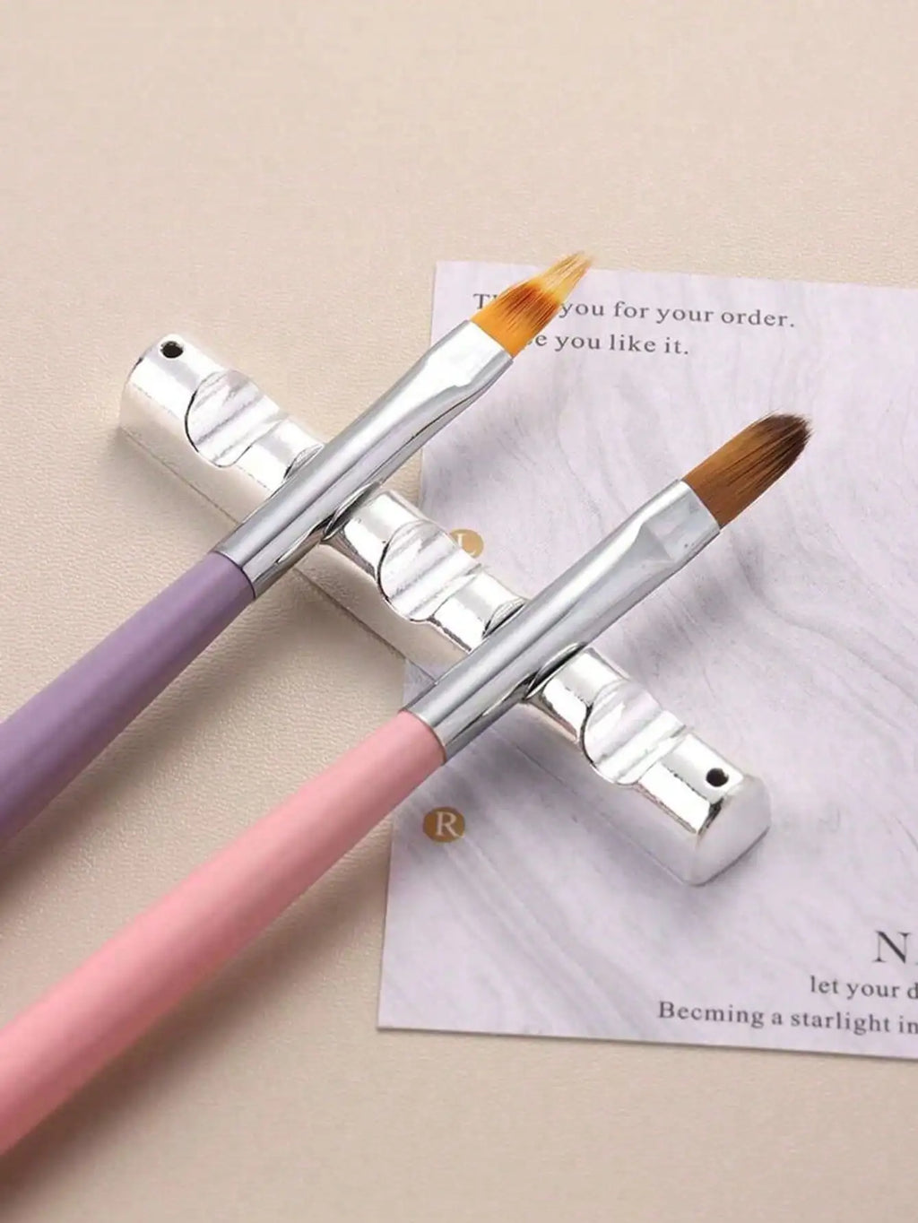 Metal Nail Art Pen Holder Gold Silver Champagne 5-Slot Display Stand Qme