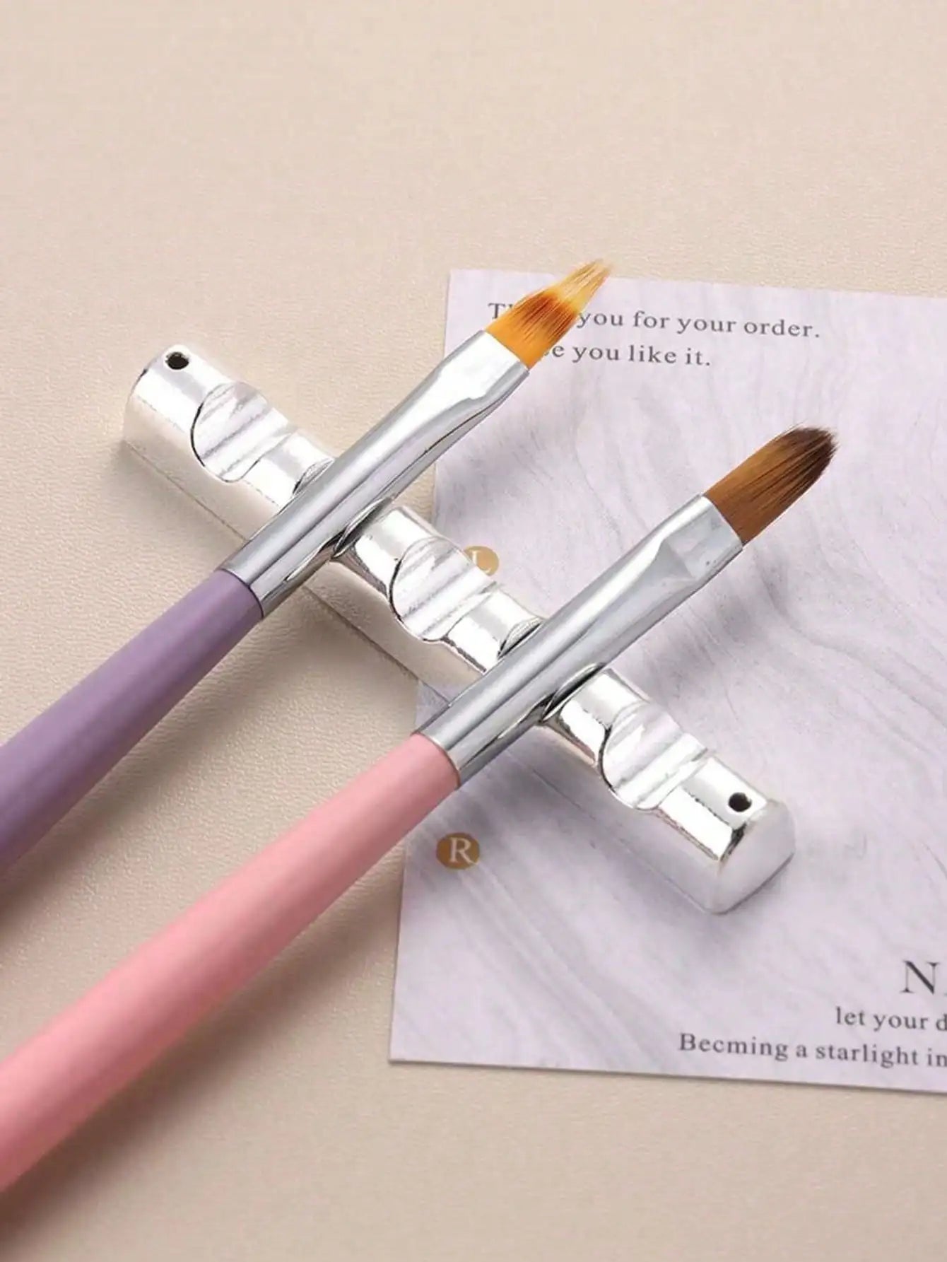 Metal Nail Art Pen Holder Gold Silver Champagne 5-Slot Display Stand Qme