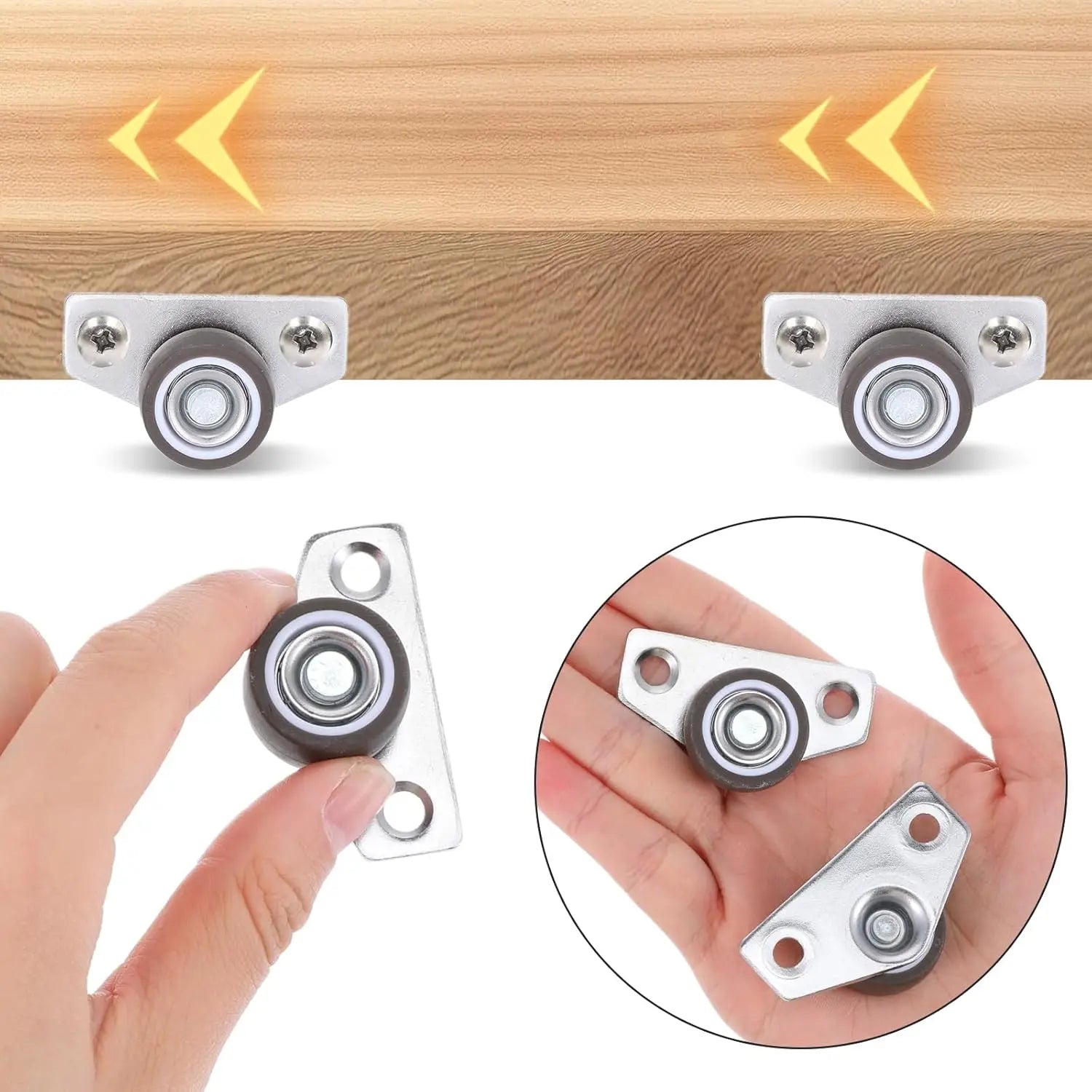 Side Mounted Casters, Home Appliance Casters, Non Rotating Rigid Small Wheels Suitable for Furniture DIY Projects, Cabinets Qme