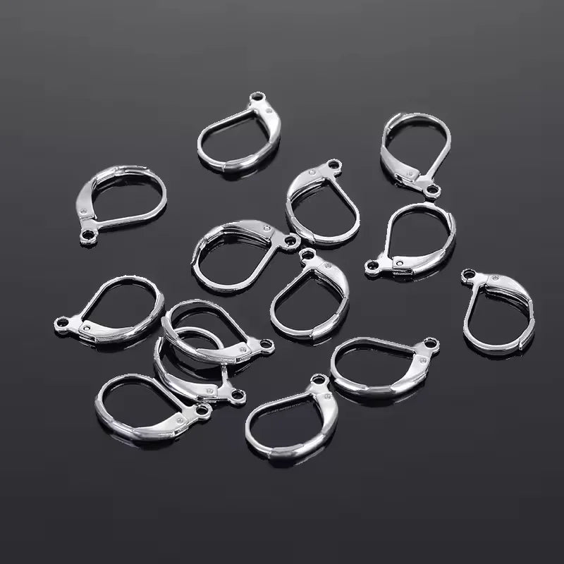 100PCS Fine Jewellery Components Genuine 925 Sterling Silver Color Handmade Findings Earring Hooks Leverback Earwire Fittings Qme