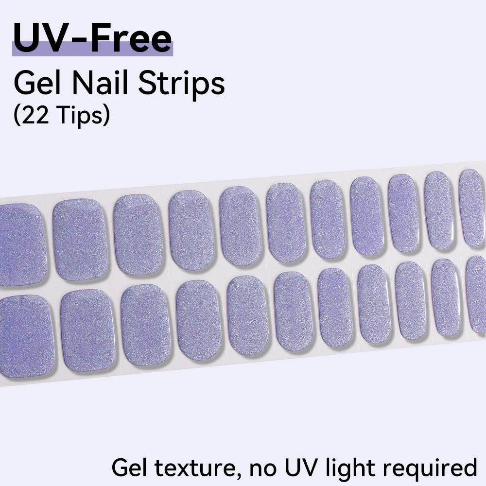 22tips UV-Free Aurora Design Nail Strips Decoration Glitter Sticker Qme BSA-0391