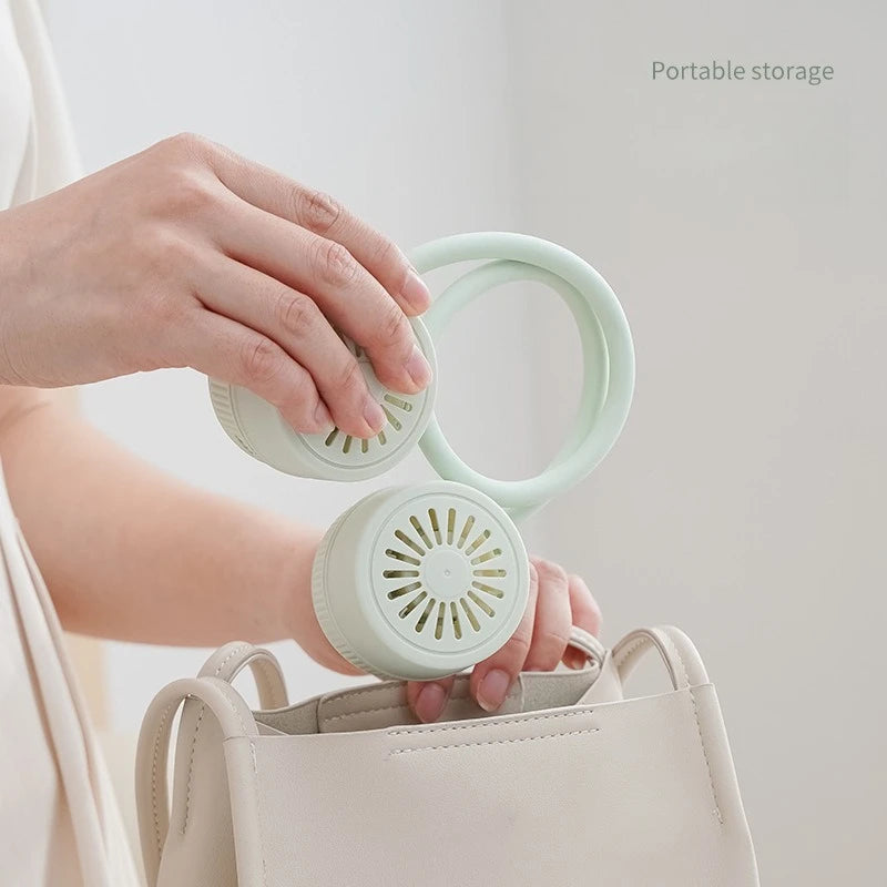Portable Neck Fan USB Rechargeable Bladeless Mini Foldable Silent Qme