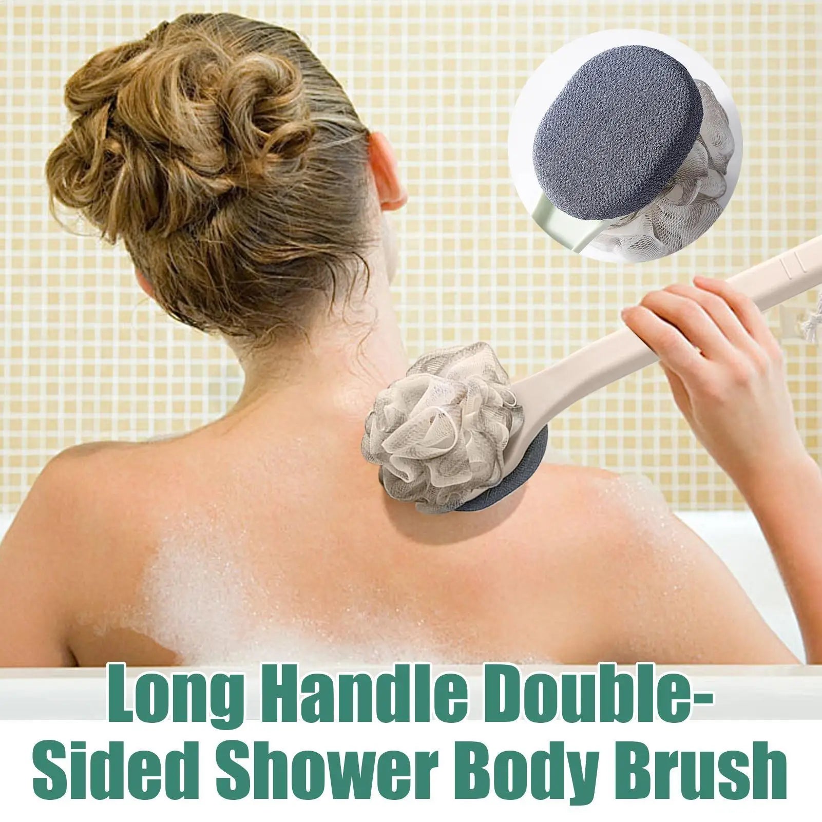 Shower Brush For Back Shower Bath Brush Long Handle For Back Double-Sided Body Cleaning Exfoliator For Skin Legs Shoulders Men Qme