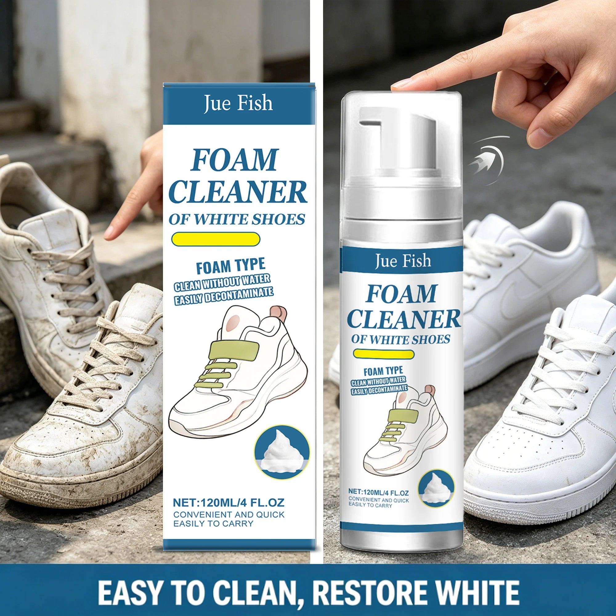 White Shoes Foam Cleaner Remove Stubborn Stains & Yellowing Prevent Oxidation Suitable for Various Materials Shoe Cleaning Agent Qme