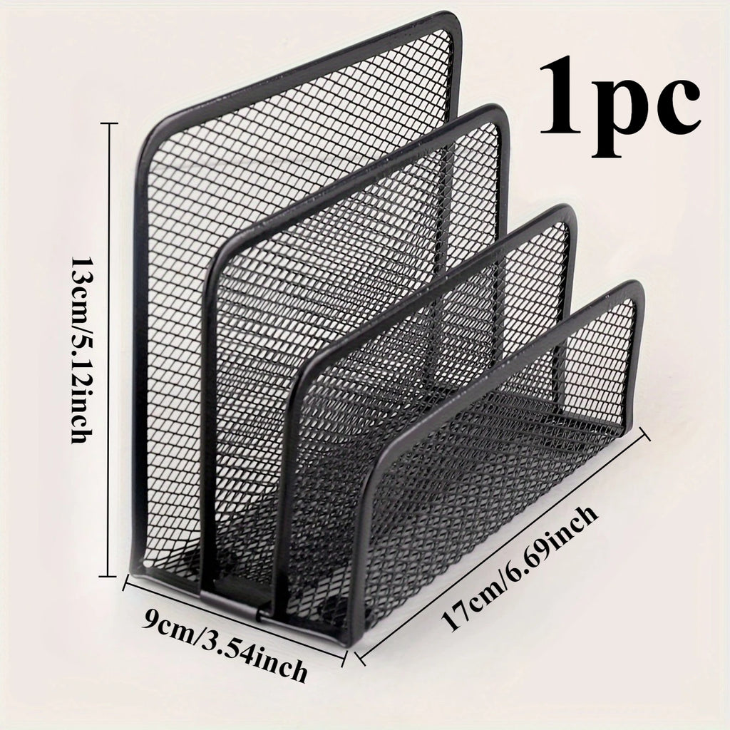 Multifunctional Office Desk Organizer Set - Metal Mesh File Rack, Letter Holder, Multi-Tier Bookshelf, Envelope and Card Stand Qme 1box