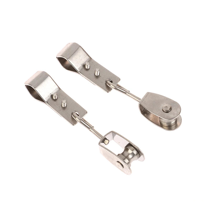 2Pcs Heavy Duty 304 Stainless Steel Pulley & Clamps For Shade Sail Installation Outdoor Garden Sun Shade Pipe Clips Hardware. Qme