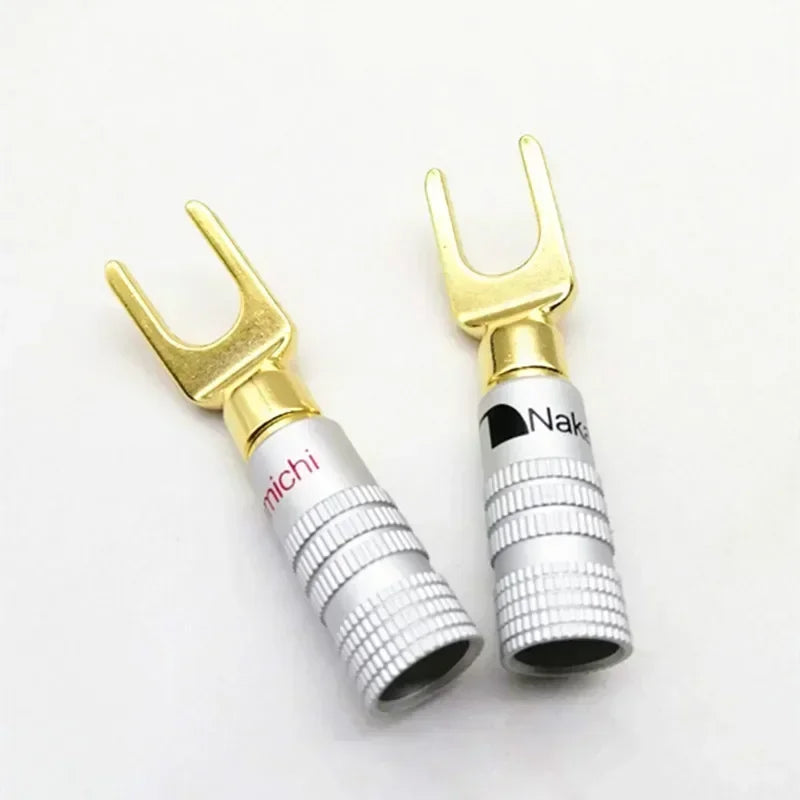 5pcs Speaker Cable Connector Transmission Middle Fine Copper Gold - Plated Horn Wire Banana Head, Banana Plug Y - Plug/U - Plug Qme