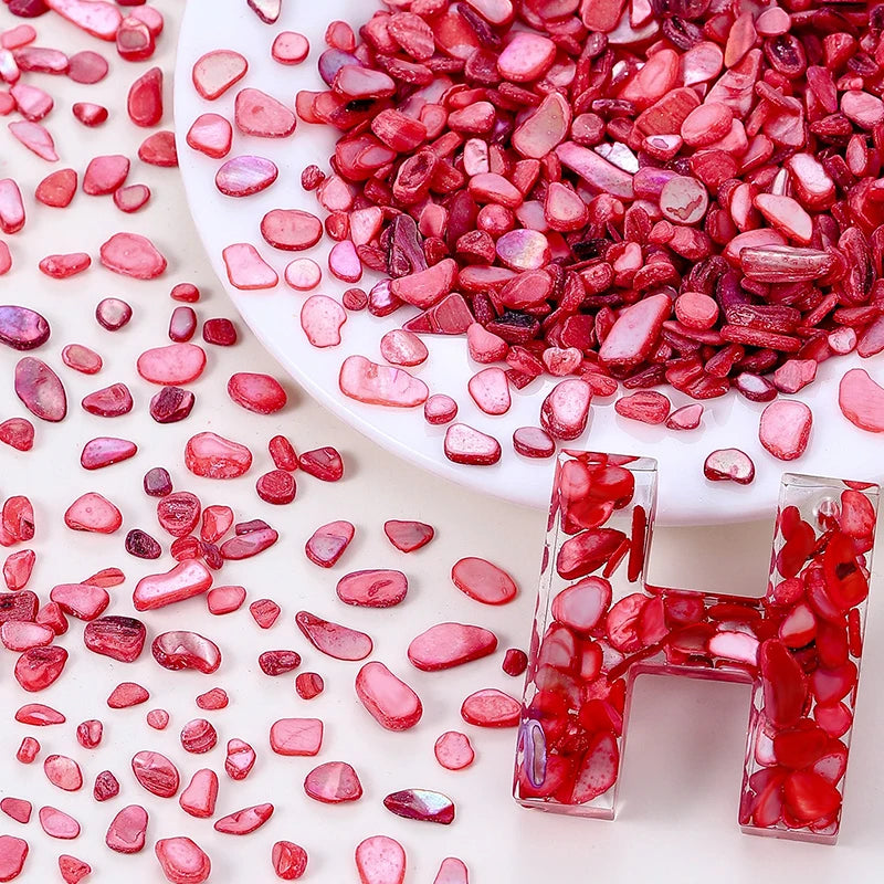 50g Crushed Shells Natural Pearl Light Nail Seashell Slices Particle Shell Charm for DIY Art Crafts Table Scatter Party Favor Qme Red