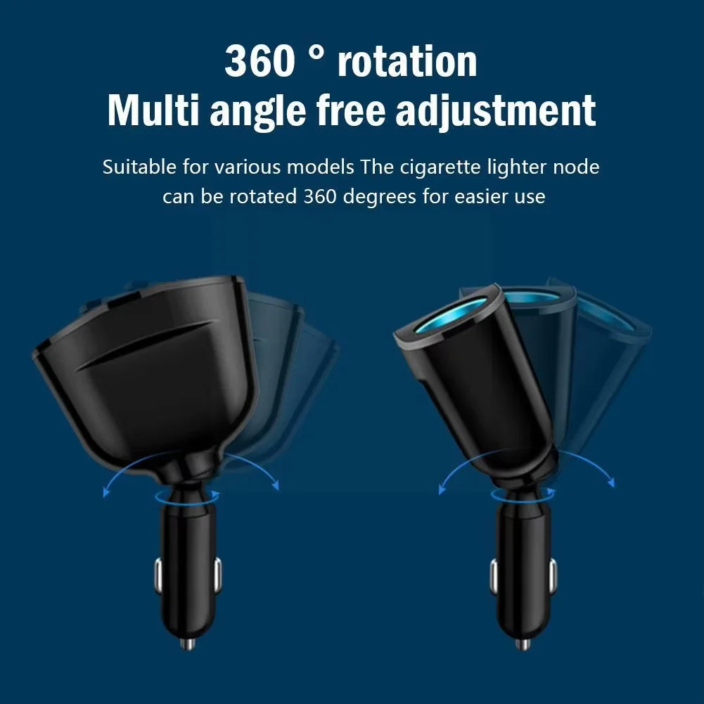 Multiple Devices Charged At The Same Time 3 Ports Car Charger Adapter Car With Digital Display Type C For iPhone Samsung Xiaomi Qme