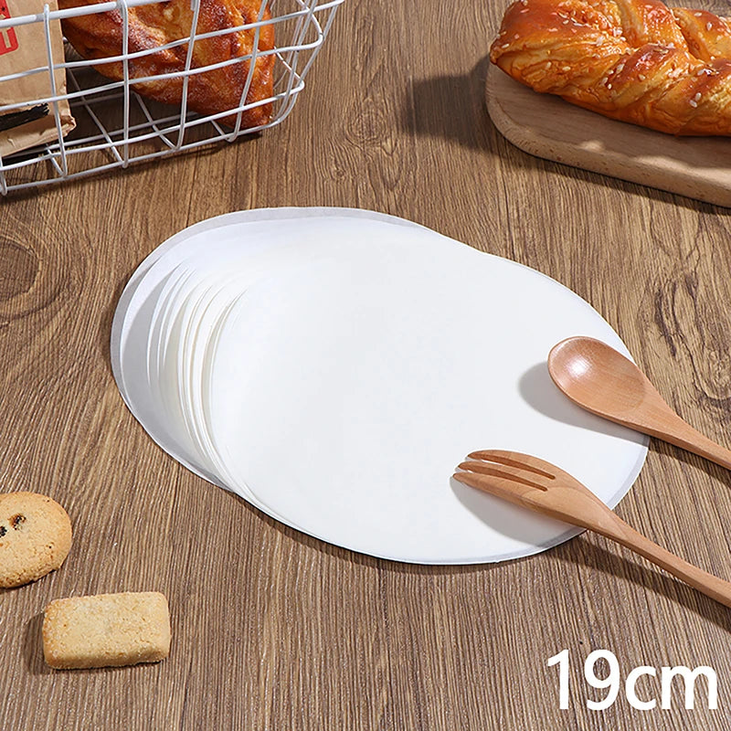50Pcs Baking Oiled Paper Circle Parchment Paper Multifunction Liner BBQ Oven Patty Hamburger Paper Steamer Liners Baking Tool Qme 19cm
