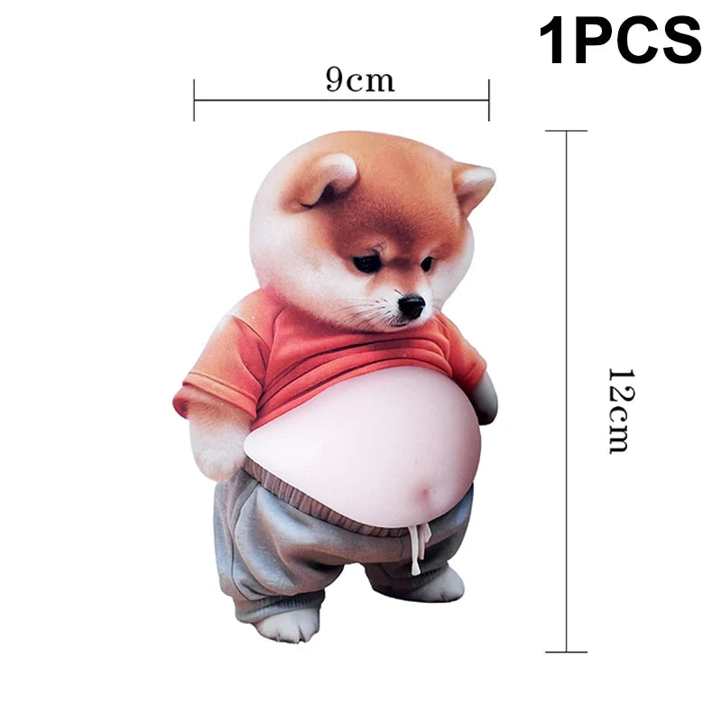 1/5Pcs 3D Cute Puppy Sticker Squeezeable Sticker Refrigerator Wall Decoration Silicone Self-adhesive Sticker Qme 1