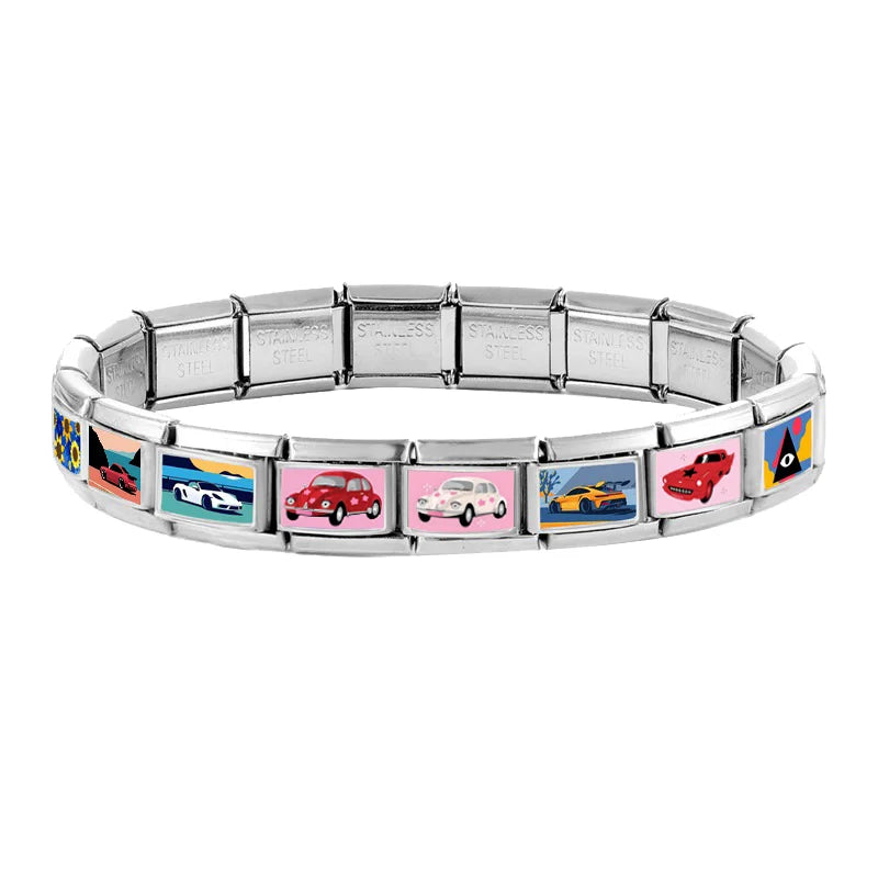 Vintage Car Fashion Classic Car Sport Car Colorful Italian Charms Fit 9mm Stainless Steel Women Bracelet DIY Jewelry Gift 2026 Qme