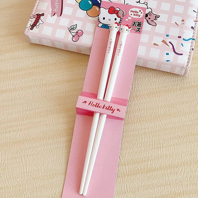 Hello Kitty Kuromi Cartoon Children's Tableware Spoon Portable Two-Piece Set for Students Stainless Steel Fork and Spoon Set Qme 12