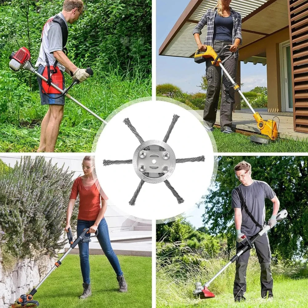 Lawn Mower Steel Wire Brush Head Heavy Duty Weeding Tool For Moss Rust Removing Driveway Sidewalk Outdoor Garden Cleaning Qme