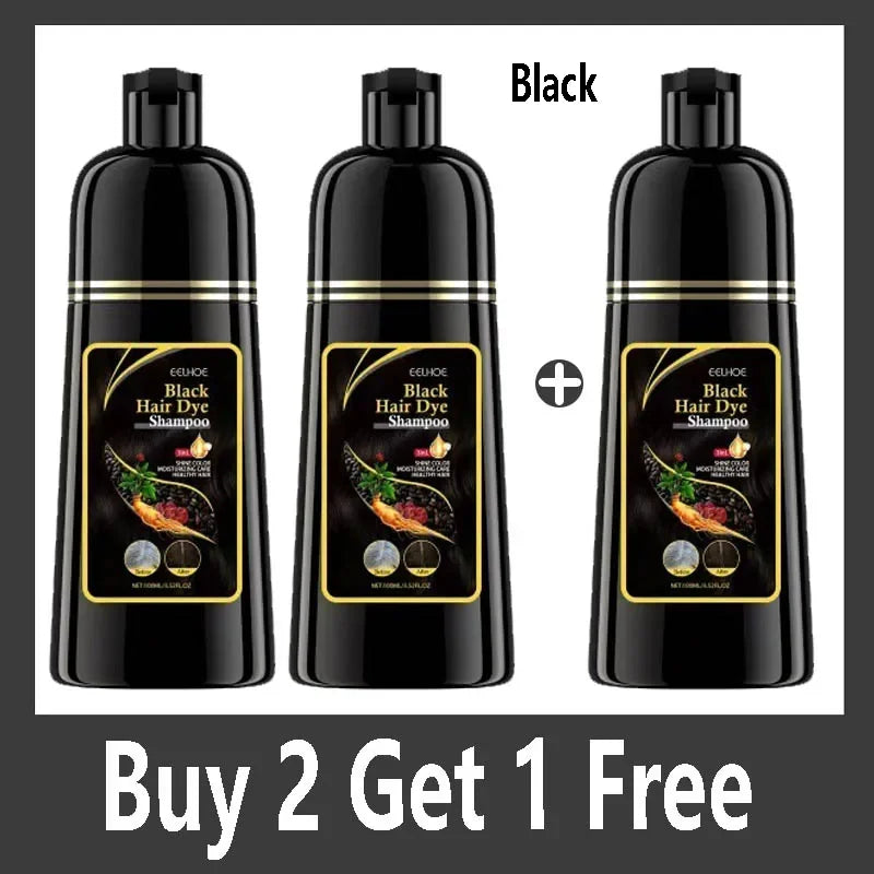 Instant Black Dye Shampoo Black Brown Hair Coloring Natural Herbal Ginseng Hair Repair Shampoo Grey White Hair Dyed Black Qme Buy 2 Get 1 Free