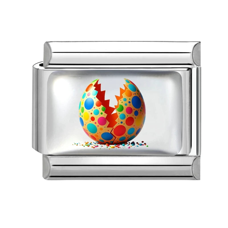 Spring Fashion Colorful Eggs Rabbit Tulip Easter Italian Link Fit