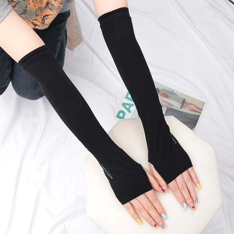 Y2k Goth Lolita Anime Thin Solid Gloves JK Kawaii Girl Mitten Ice Qme black