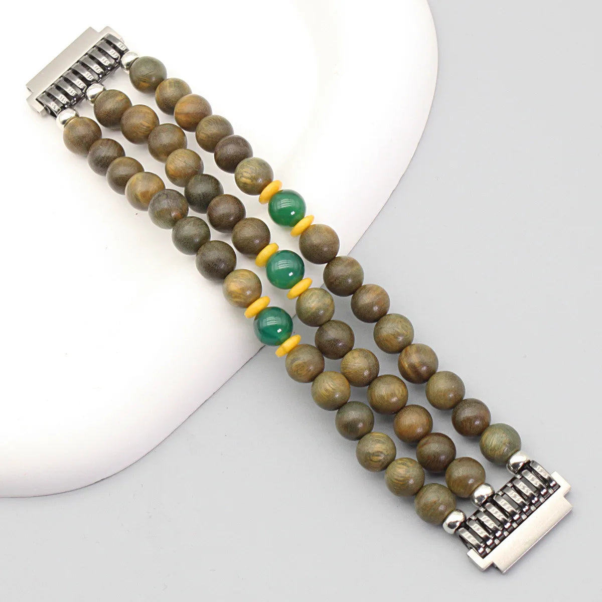 18mm Interface Premium Sandalwood Cinnabar Strap - Buddhist Beaded for Huawei Watch Qme Green 140-150mm