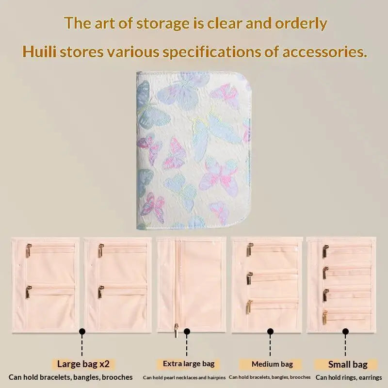 Portable PU Leather Jewelry Storage Book Jewellery Binder, Jewelry Organizer Roll, Small Anti Oxidation Jewelry Storage Bag 1PC Qme