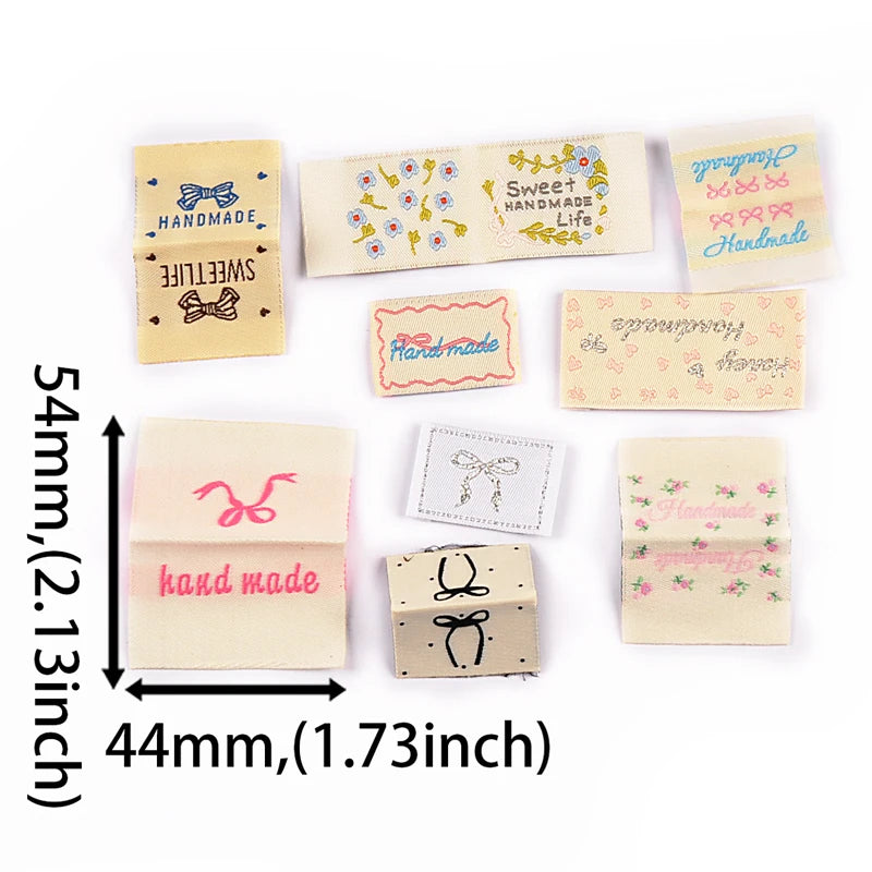 30pcs 20-71mm Mix Exquisite Bow/Flower Pattern Label For DIY Clothing Bag Personality Decoration Accessories Without Gum cp3812 Qme