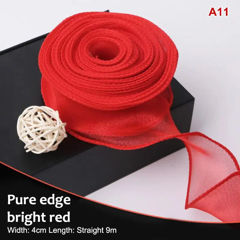 10Yards Organza Solid Ribbon Wavy Edge Flower Bouquet Gifts Packaging Qme A11
