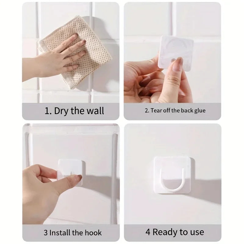 2pcs/set, Punch-free Wall Hook, Door Decoration Key Rack, Punch-free Wall Hook, Adhesive Strong Load-bearing Door Rear Hook Qme