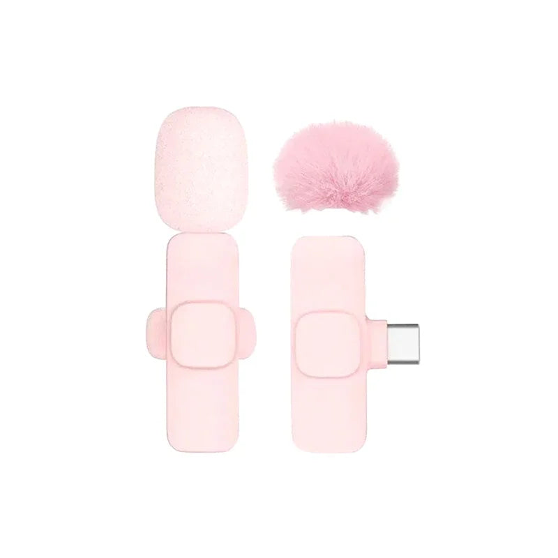 Mini Pink Wireless Microphone Portable Lavalier Phone Camera Live Qme