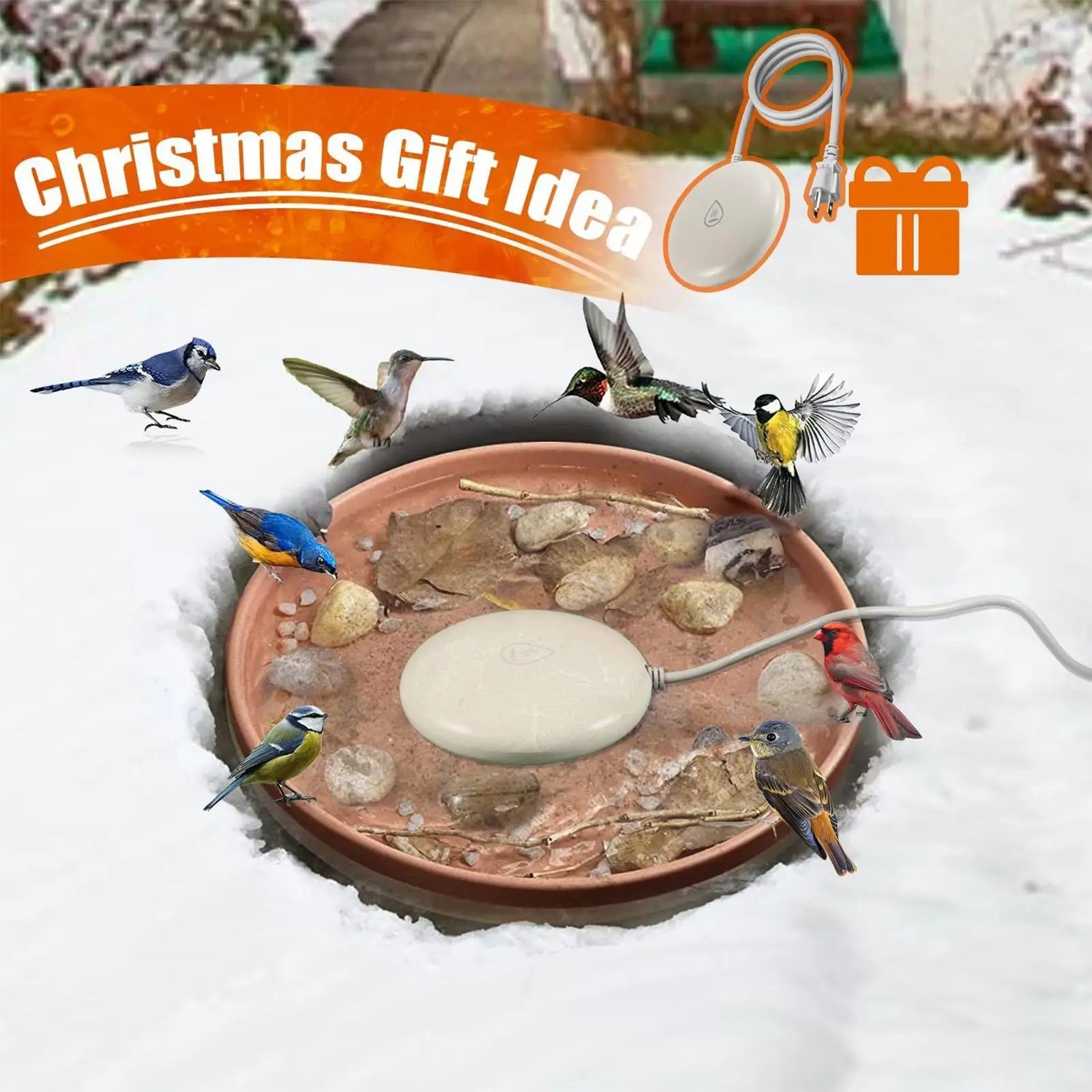 Bird Bath Heater for Outdoors Bird Bath Deicer Poultry Waterer Deicer for Winter Pond Fountain Garden Lawn Patio Backyard Qme