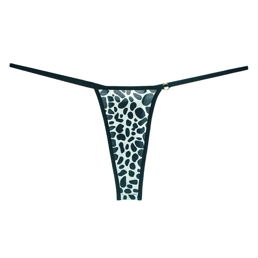 Lingerie Seamless Women Thongs Dots Low Waist T-back Briefs Ice Silk Qme Leopard A L 1pc