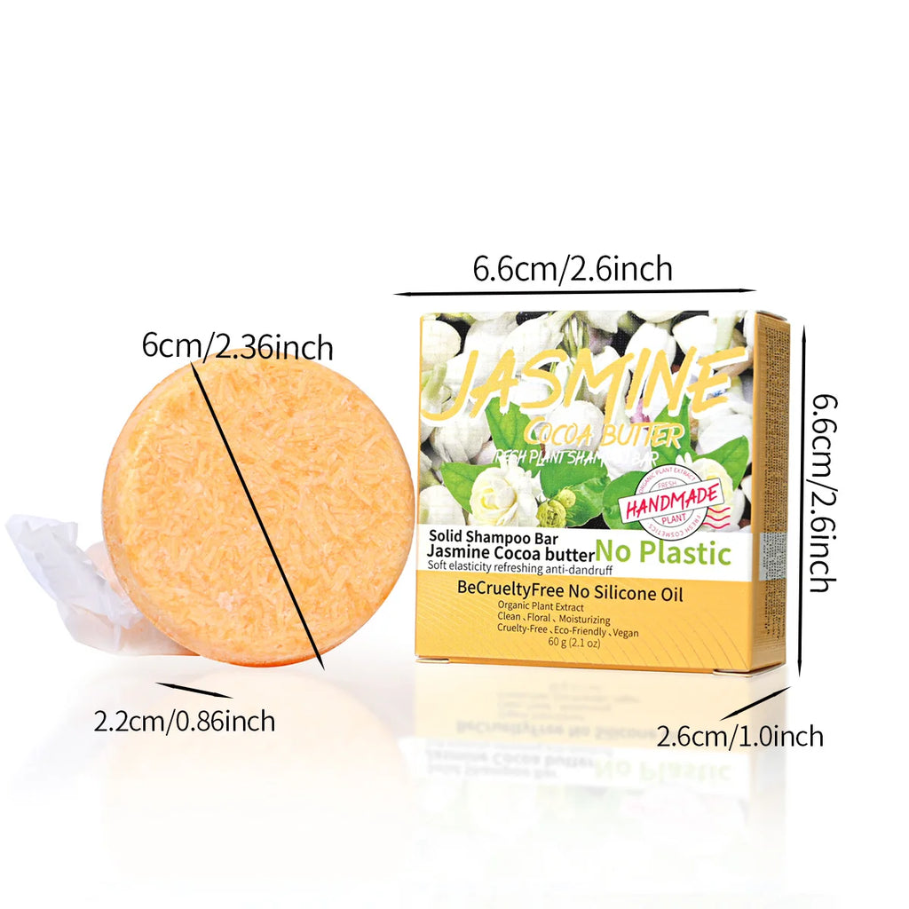 Jasmine Scented Handmade Shampoo Solid Stick Plant Essential Oil Soap Qme