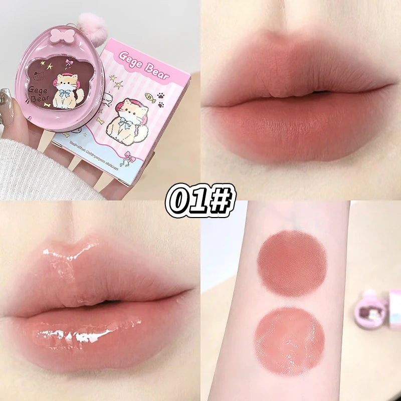 GEGE BEAR 3-in-1 Lip Mud Gloss Cream Blush Eyeshadow Velvet Matte Qme GX1592-01