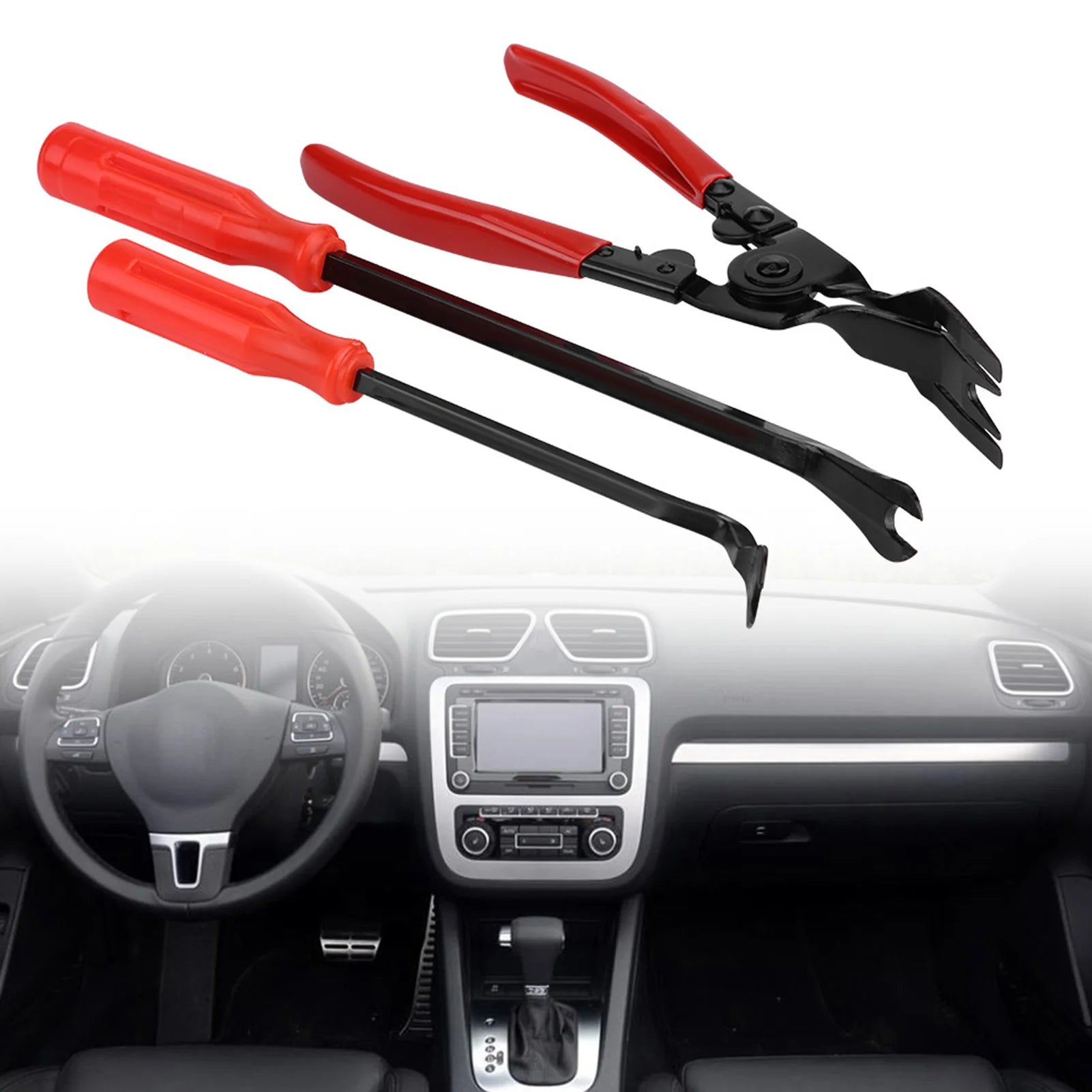Door Trim Rivets Clips Pliers Fastener Remover Puller Pry Bar Tool Kit Panel Trim Clip Removal Tool Rivets Clips Pliers Qme