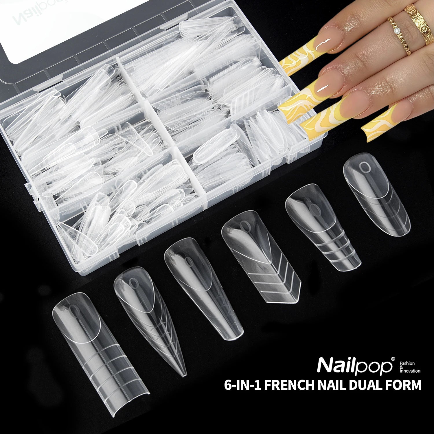 Nailpop 6in1 French Nail Dual Form 6 Shapes Reusable Gel Extension Qme