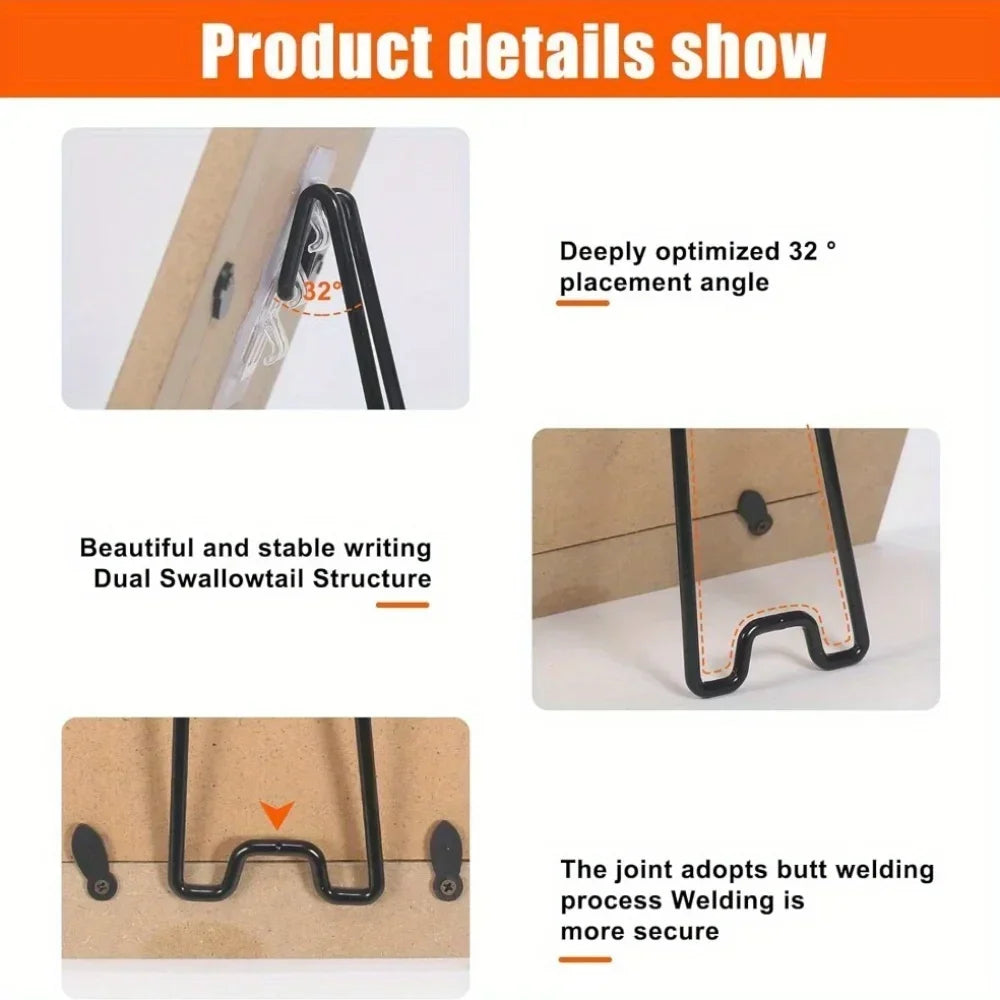3pcs Stainless Steel Frame Bracket, Desktop Art Stand, With Self-adhesive, Suitable For Frame Art Stands Qme