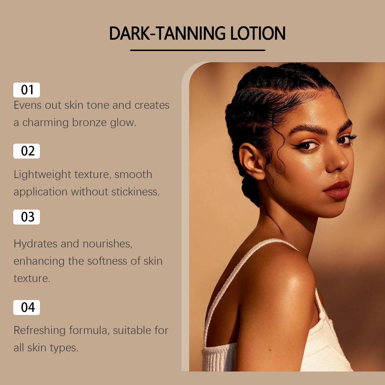 Coconut Oil Dark Tanning Lotion Moisturizing Accelerator for Deep Bronze Glow Tanning Cream for Tanning Bed & Outdoor Use Qme