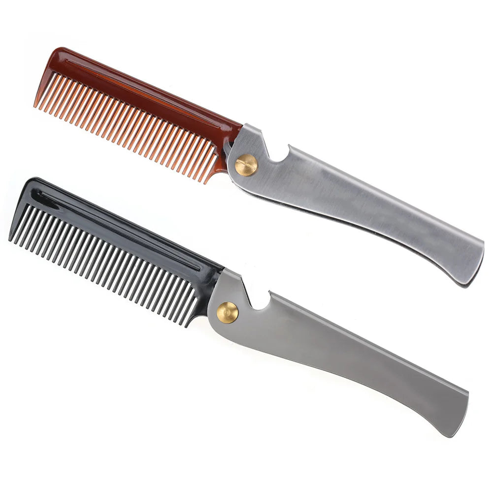 Folding Beard Comb Moustache Comb Beard Comb Folding Moustache Shaping Comb Stainless Steel Round Comb Teeth Beard Comb Qme