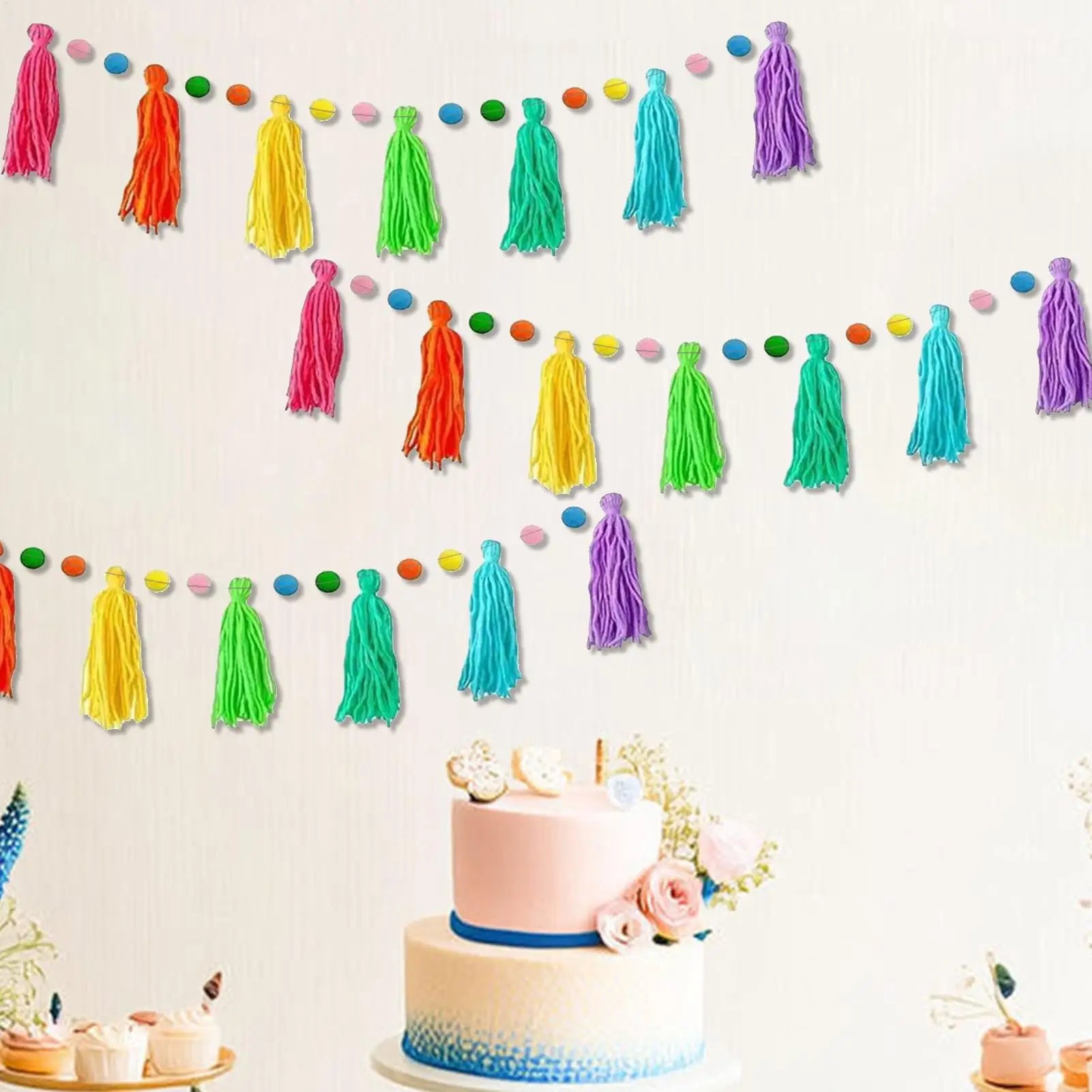 Boho Garland 3 Colorful Ribbon Seasonal Decorations Kindergarten Qme