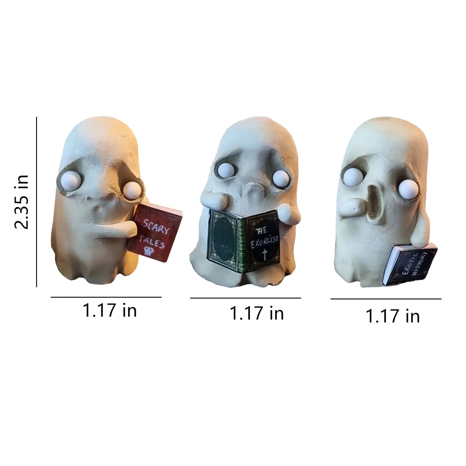Halloween Horror Ghost Reading Book Resin Ornaments Funny Cute Little White Ghost Accessories Halloween Party Supplies Qme