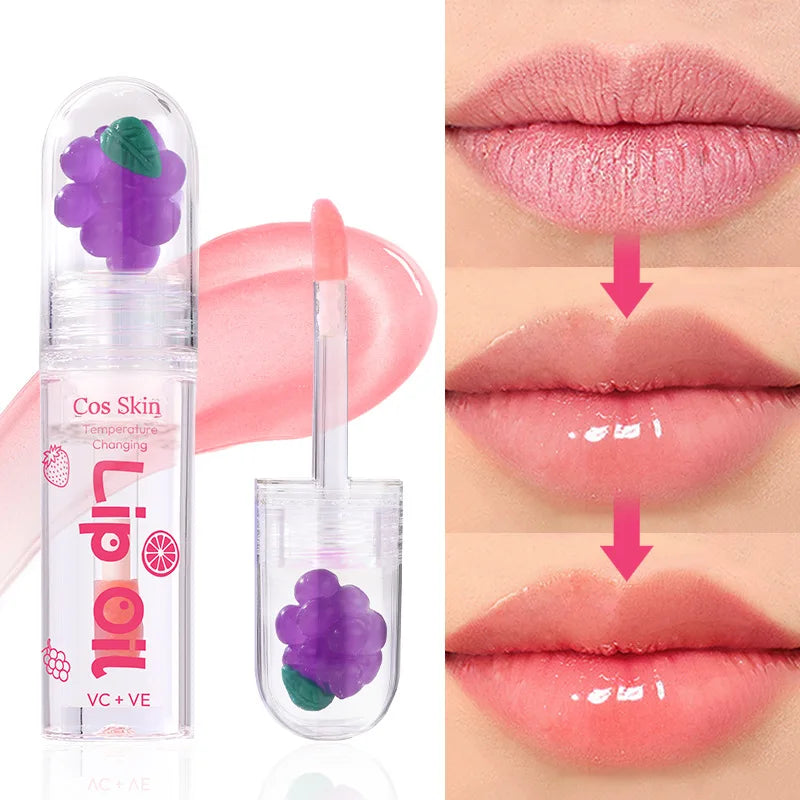 Fruit Temperature-sensitive Lip Gloss Moisturizing Hydrating Balm Qme