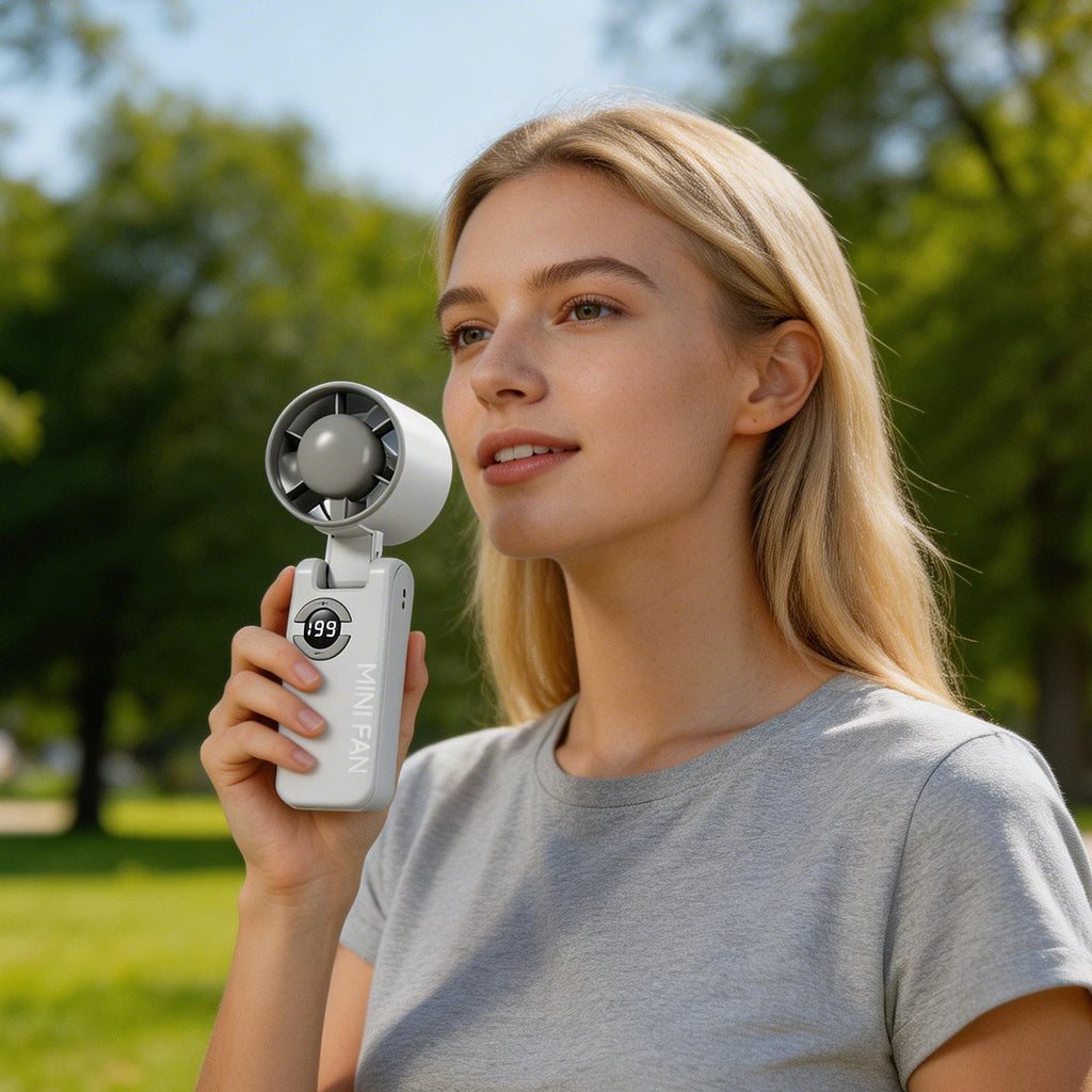 Portable Electric Fan Type-C Charging Rechargeable Hanging Turbo Fans Adjustable Powerful Air Blower for Outdoor Travel Commute Qme