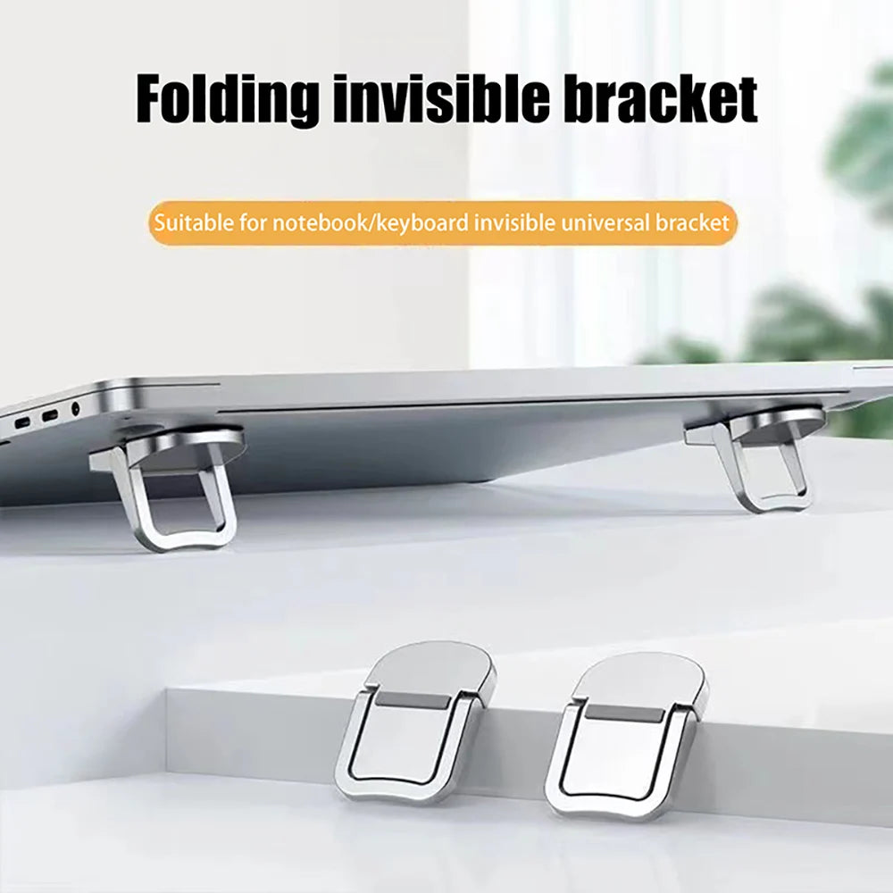 2PCS Mini Foldable Invisible Laptop Stand With 2 Adjustable Angles Foldable Invisible Laptop Riser for Notebook Cooling Holder Qme