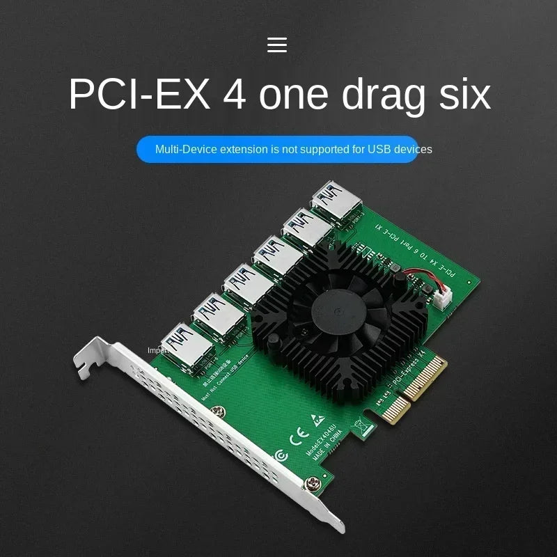 PCI-E To PCI-E Adapter, PCI Express X4 20Gb, PCIE Slot 4X To 16X, USB 3.0 Riser Extender, 1 To 6 Riser Card for Bitcoin Miner Qme