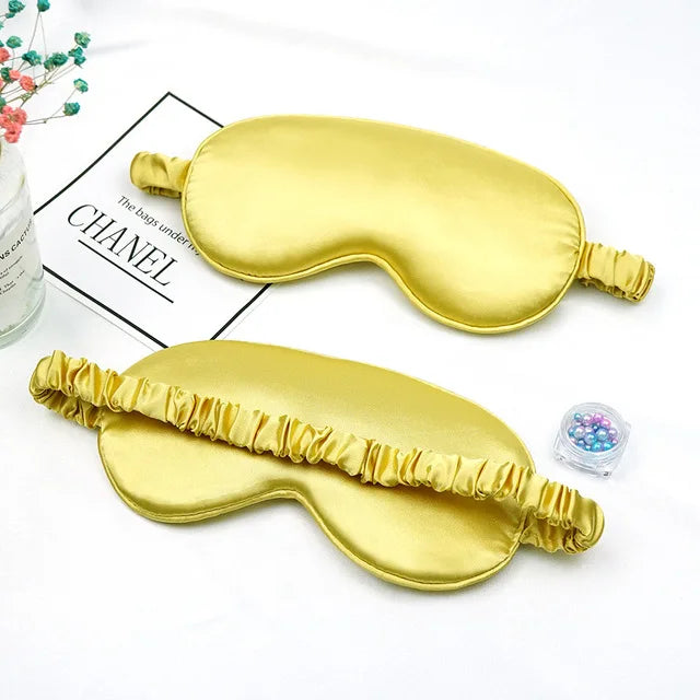 Eye Patch Soft Silk Sleep Mask Eye Masks Coversfor Sleep 100% Blackout Zero Eye Pressure Blindfold with Adjustable Strap Mask Qme Yellow