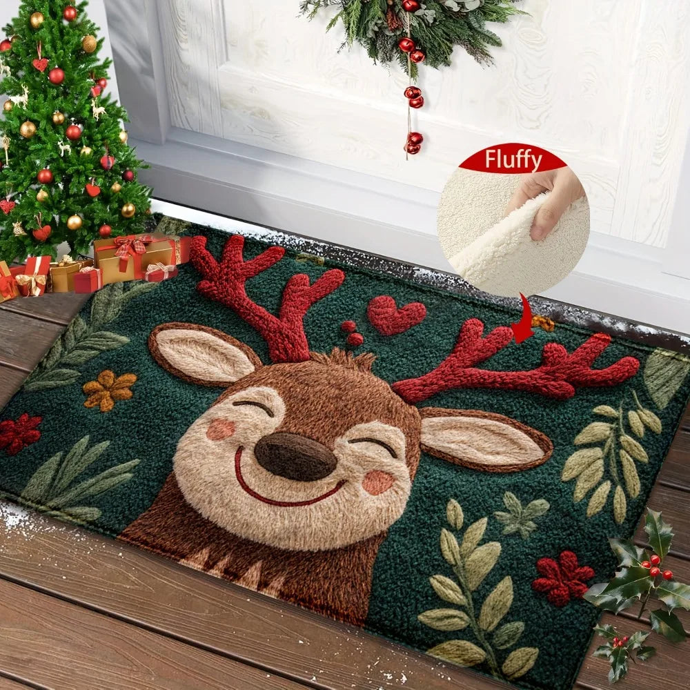 Christmas Doormat Non-slip Santa Claus Design Indoor Outdoor Use Home Qme