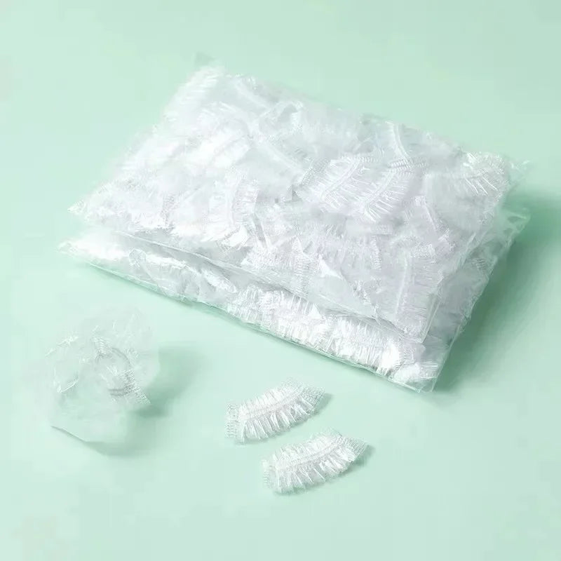 100pcs, Easy to use, One - off Earmuffs for Bath, Shower, Salon, Hair Dyeing, Disposable Waterproof Ear Cover Caps Qme